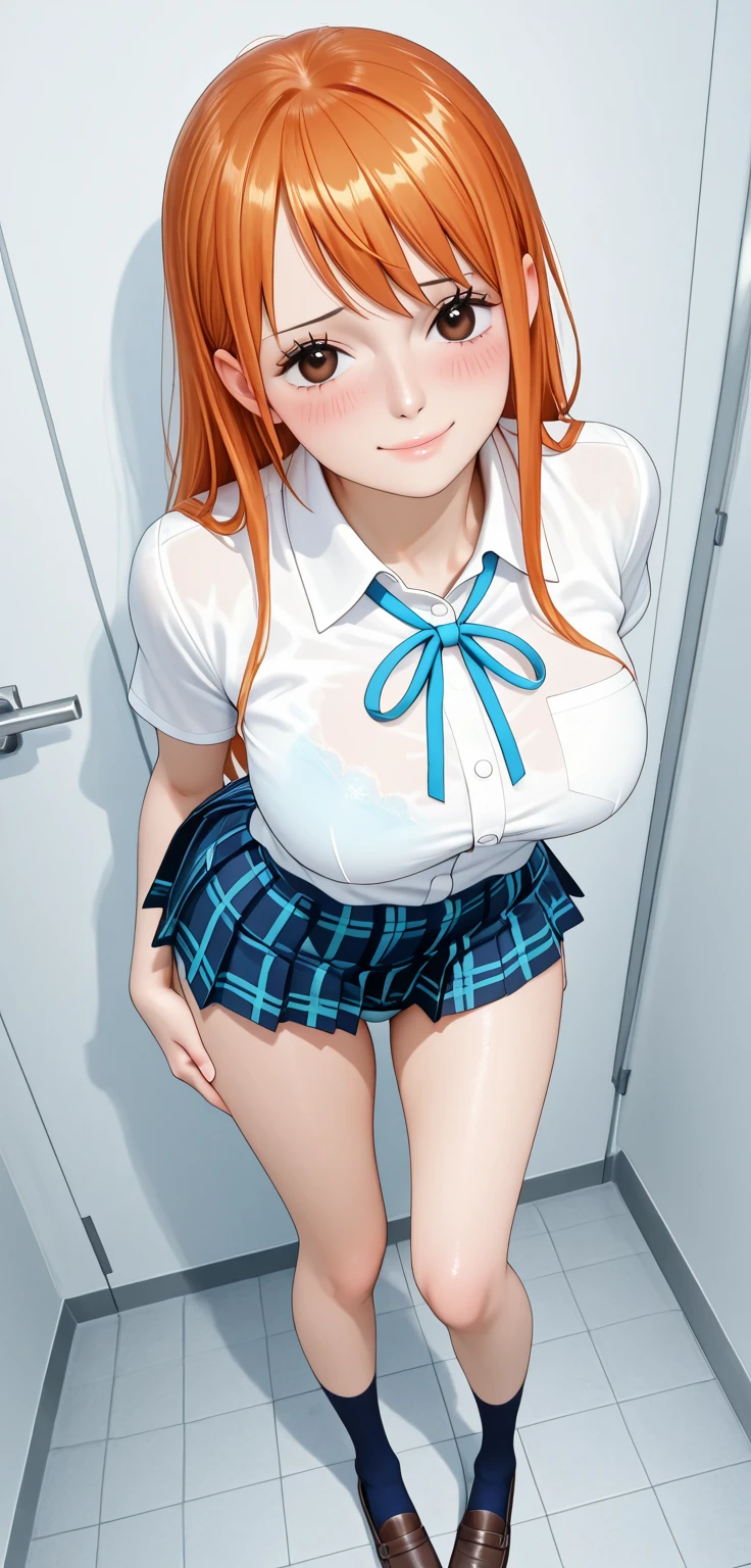 1 girl,21 years old,cosplay,(sailor unifrom,white short sleeve shirt,navy collar,red scarf),pink long curly hair,bangs,ahoge,detailed beautiful sparkling green eyes,huge breasts,in classroom,desk,sit,blurred background,ultra detailed beautiful face,(fucked silly,ahegao,steam,sweat),beautiful lighting,high resolution,(((spread legs,m legs))),(((navy short pleated skirt))),(showoff nipples),(nsfw:1.4),(((orgasm,trembling))),white strings panties,(((pull panties to the side,show off pussy))),(((spread vaginal hole))),close up pussy,detailed perfect pussy,cum over flow,