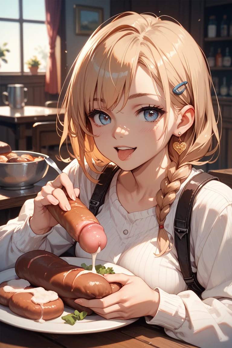 Sucking sausages、Sausage comes with white sauce、White meat juice overflows from the sausage、Ecstatic look、of desire、greed、Blushing face、excited、Prostitute girl、Drooling、lingerie、whore、bich、greed、Perfect pubic area、Perfect body、Perfect fingers、plump figure