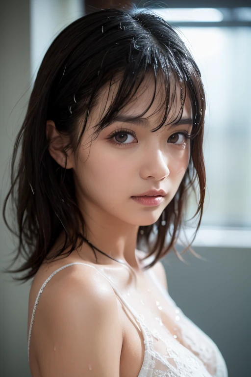 underwearを着た, random pose,(photo realistic:1.4), (hyper realistic:1.4), (realistic:1.3),
(smoother lighting:1.05), (Improve the quality of movie lighting:0.9), 32k,
1 girl,26 year old girl, realistic lighting, Backlight, light shines on your face, ray tracing, (bright light:1.2), (Improvement of quality:1.4),
(Highest quality realistic textured skin:1.4), fine eyes, detailed face,
(tired, sleepy and happy), (smile:0), close up of face, underwear,
(Enhances the mood of your body line:1.1), (Enhances the beauty of skin texture:1.1),natural shading,freckles,mole under left eye