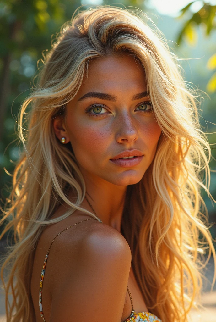 {{{her name is athena gala}}} {{{Imagine a woman with a face that exudes a striking and captivating beauty. Her eyes are a vivid, enchanting blue, like emeralds glistening in the sunlight, with a depth that draws you in. They are framed by long, dark lashes that accentuate their brilliance. Her skin is sun tan, , almost delicate appearance.Her hair is a rich, blonde, side-swept look that catch the light and seem to shimmer with every movement. The blonde tones contrast beautifully with her fair skin and make her blue eyes stand out even more. Her eyebrows are perfectly arched, matching the hue of her hair, and add a sense of balance and symmetry to her face.
Her lips are full and naturally rosy, curving into a gentle, inviting smile that radiates warmth and kindness. Her cheekbones are high and well-defined, adding a sense of structure and elegance to her face. The overall effect is one of stunning, timeless beauty, a face that you would remember and admire long after seeing it.r, }}} . she is standing on the bus showing her beautiful legs