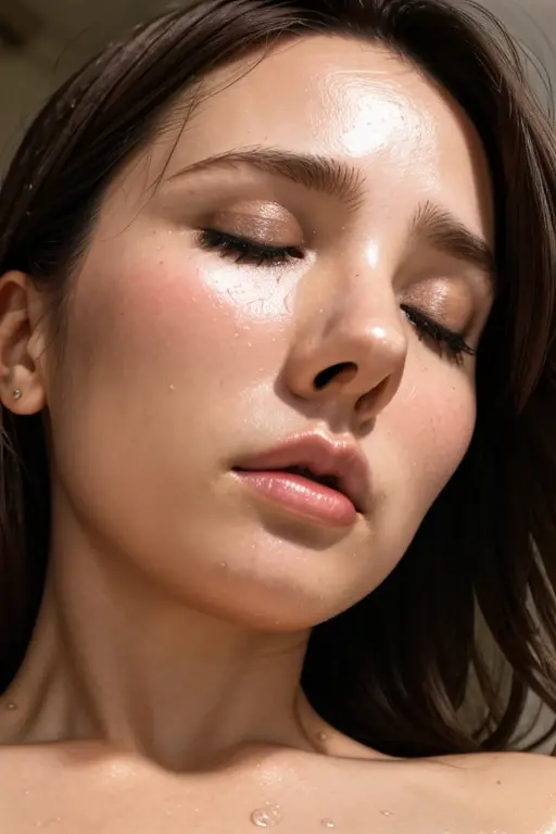 1girl in.masutepiece,,award - winning photo, Extremely detailed, sharp focus on eyes, Nose and Mouth,Face Focus, Woman with mouth open and eyes closed, Black camisole、32years old,A dark-haired、Wrinkles in the eyes:1.0、Symmetrical face,Realistic nostrils、Angle from below、elongated C-shaped nostrils,,,,NSFW,Inside a Chanel store、Sweaty skin、Lighting that emphasizes skin glowing with sweat、((sharp nose))Skin shiny with sweat、shinny skin、hair wet with sweat、ball-gag、look up at viewer,frombelow、(Trembling girl)vaginal,SEX,Back,