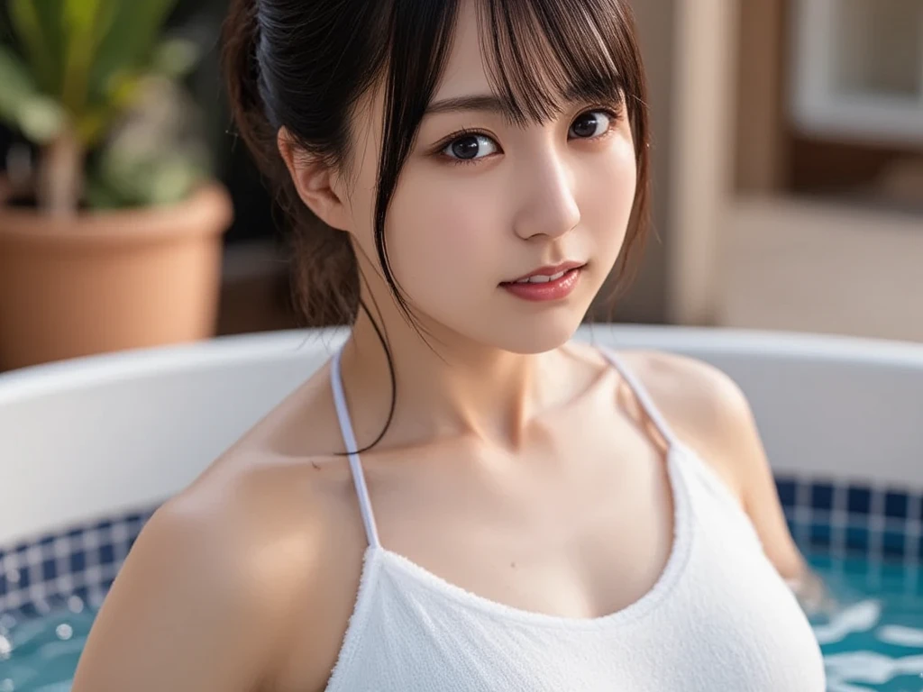 masterpiece, Best Qu
ality, One girl, (a beauty Girl:1.3), (16 years old:1.3), Very fine eye definition, (Symmetrical eyes:1.3), (onsen), (nude, , beautiful breasts, Brown eyes, Parted bangs, Brown hair, (eyes and faces with detailed:1.1)