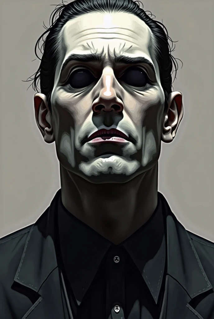 Polychrome, 1homme, Nuit, Sombre, cheveux noirs, Regarder le spectateur, Haut du corps, facing viewer, limited palette, fond noir, rougeoyant