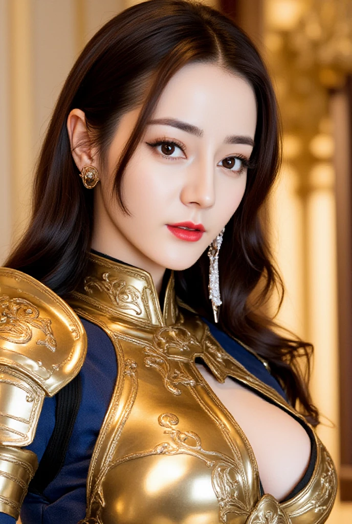 Professional , masterpiece、top-quality、photos realistic , depth of fields (Gemstone Black Metal Body:1.9),(Enamel Black、(cleavage of the breast)、(Chinese Dragon)、Mystical expression、Dragon Gold Weapon(Dragon Metal Body:1.4),Gorgeous gold weapons ,(( Dragon's dense and gorgeous sword)) , 、blood splashing、 ,warhammer 40k , adepta sororitas,Detail and gorgeous crown、((Brown hair))、(The dragon)、(Castle background)、The dragon、((Gangle's forest background))、Beautiful Caucasian beauty、(1a person)、dynamic ungle,(((Detailed and ornate dragon helmet)))、Smaller head、A smile、Castle background、Thin and beautiful female hands、cleavage of the breast、Mystical expression、Light Effects、Wind-effect、magic circles、With the legendary magic wand、(demonic wings)、Toostock、