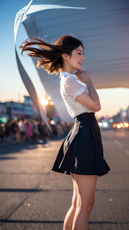 (Climbing the stairs:1.2、Carry a backpack、Stick your butt out)、((White blouse、(Wearing a long skirt:1.3))、(Rear View、View from directly below)、(Realistic、Like a photograph、Live Action、8k, Realistic, RAW Photos, Best image quality: 1.4), Single-lens reflex camera、RAW Photos, Highest quality, Realistic, Highly detailed CG Unity 8k wallpaper, Written boundary depth, Cinematic Light, Lens flare, Ray Tracing, Realistic background、((ultra high density skin))、 after school、(whole body:1.5)、Long Hair 1.2、Hair blowing in the wind:1.4)、I like that style、stylish、Very detailed、Pay attention to the details、Perfect outfit、(Sunburned skin)、Rear View、Accurate hands、Accurate legs、Detailed hands and fingers、Anatomically correct body、Thin legs、Thin thighs、Small breasts、Very detailedな顔