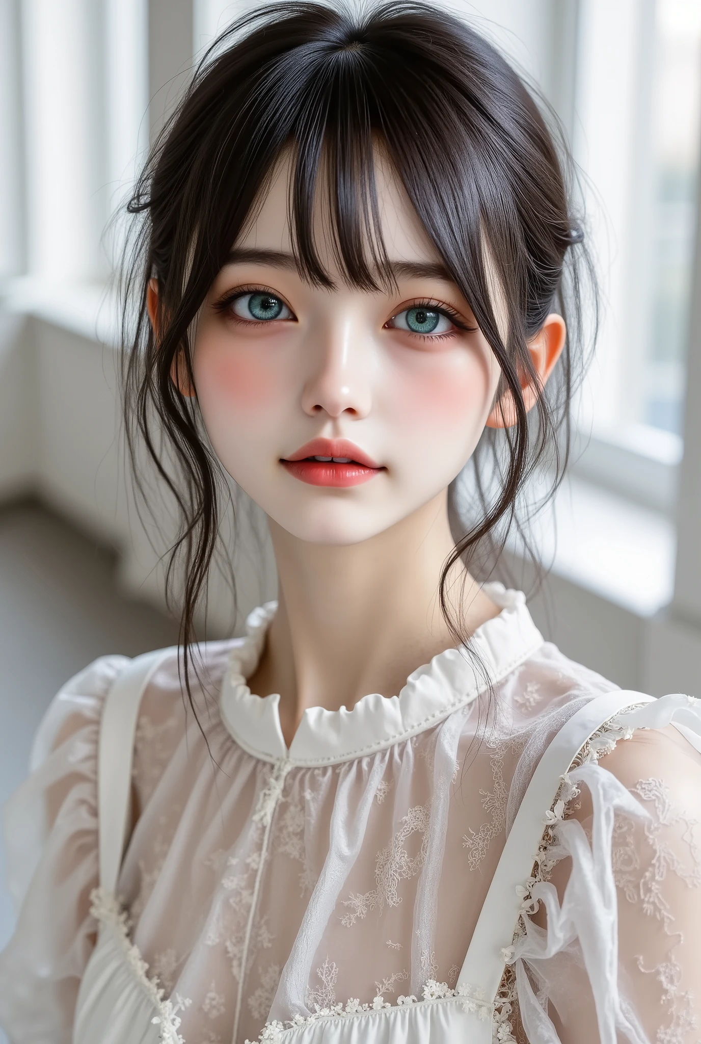 detailed face, cute face,(8K, Highest quality, masterpiece: 1.2), Super detailed, Highest quality, Ultra-high resolution, Professional Lighting,, Paris , Storm scene, Edwardian woman in white, watercolor  