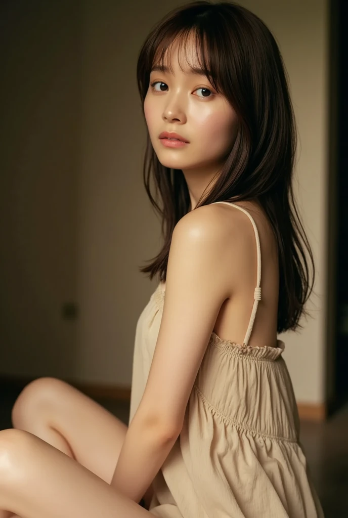 (​masterpiece、hightquality、high-level image quality、16K resolution)、(Hello sadness)、(Women in Japan、in her 20s)、(sad)、hatsuharu、Own room、perfect anatomia、Beautiful limbs、Very cute、I want to protect you、Give grief、hopelessness、Rough look、professional photograpy、