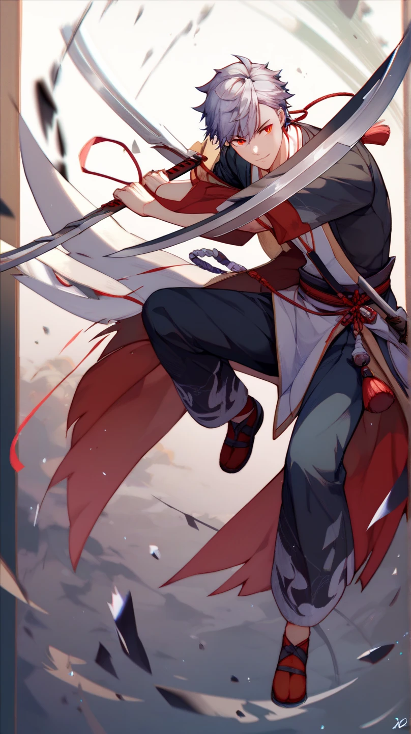 A young man, use a robe, in forest, use chain as his weapon, his age is 20