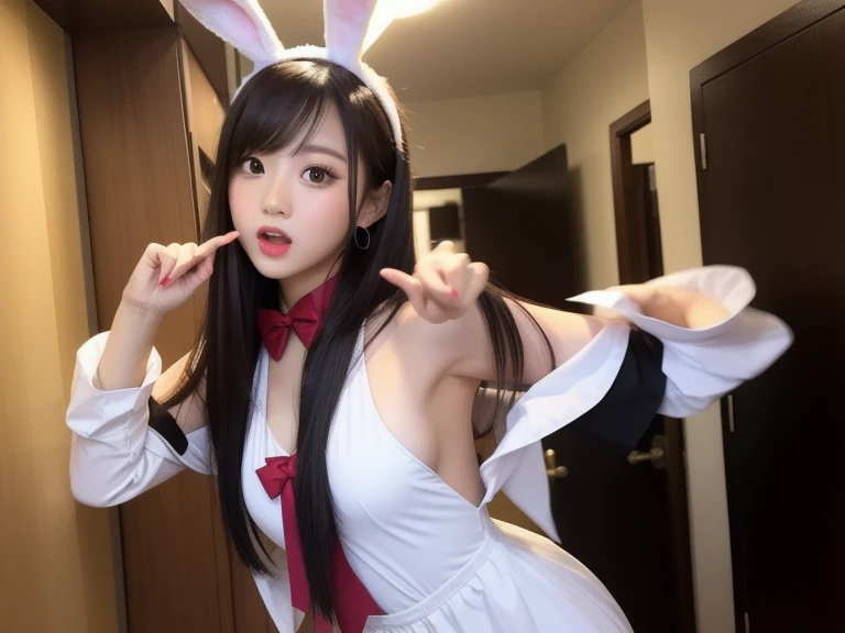 Brown-skinned bunny girl, sexy, ecchi hentai Nicki Minaj as bride with tied hands, sitting on operating table, in hospital, white wedding dress deep v open crotch dress half dragged, fully exposed her breasts, main, main camel toes, thick camel toes exposed, big shiny breasts exposed, almost naked, brunette bangs, (8k, RAW photo, realistic: 1.25), (lip gloss, highest quality, ultra-high resolution, depth of field, chromatic aberration) staring at the audience, gold necklace, excitement, sexy pose, necklace, full body, knee-high stockings, sheer see-through panties, transparent nurse outfit, visible, furry, breasts visible, perfect hands, perfect feet, big ass, perfect body, steam wave, SFW --auto --s2