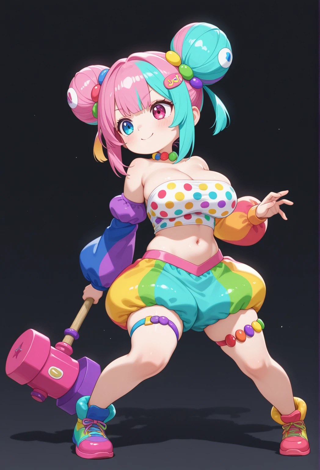 Sexy happy clown babysitter, woman, women only, girls only, sexy makeup, long hair, human, light skin, curvy, black choker, medium breasts, wearing a diaper, adult diaper, plain white diaper, thick diaper, bulky diaper, (colorful pastel diaper, bulbous diaper), naughty smile, latex, blue eyes, heart emojis, (theme park, merry-go-round, amusement park, green field, clowncore, clown makeup)