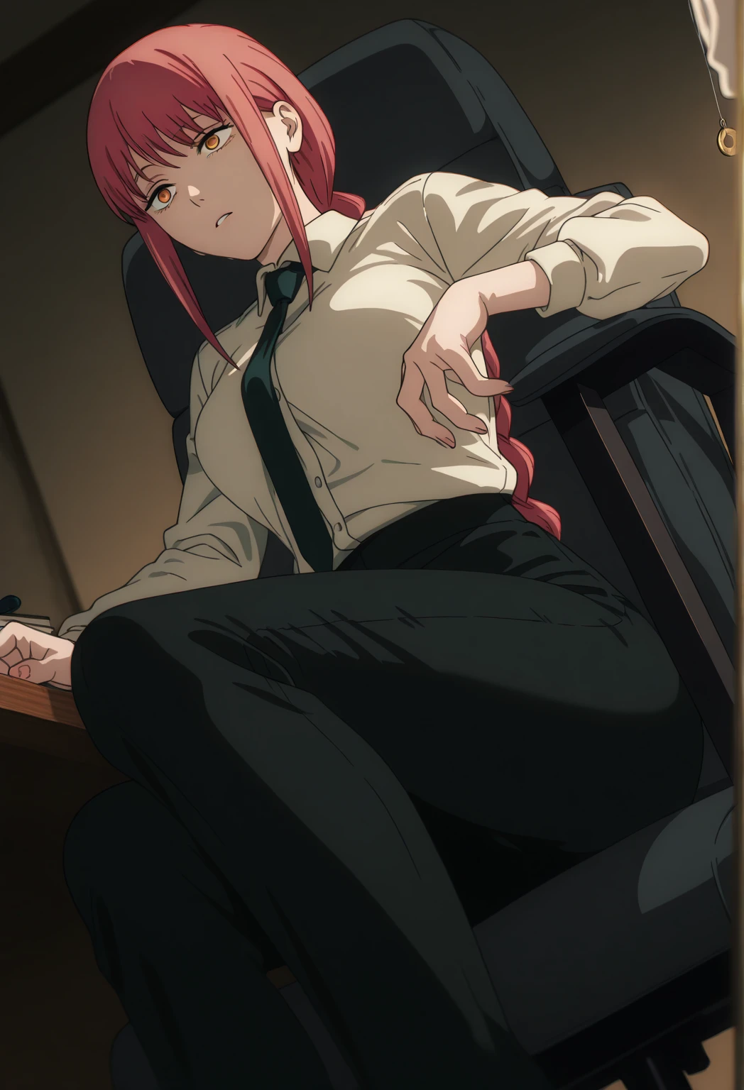 score_9, score_8_up, score_8, semi-realistic, 1girl, fingering, masturbation,  ahegao, female , pussy juice,1girl, mak1ma0, red hair, long hair, ringed eyes, braided ponytail,black 