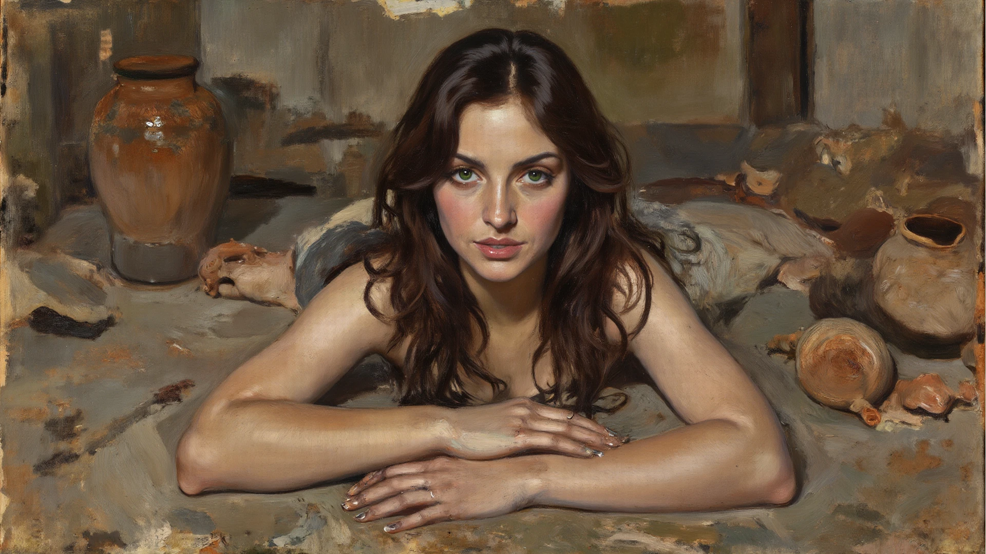 European woman, (((wide hips: 1.5))), 8k, absurd res, ((wide eyes: 1.4)), flawless face, perfect symmetrical eyes, girl with a soft body, nude, naked, ((chubby)) out of shape, ((no clothes: 1.8)), same girl, 1girl, average mature body, natural body, ((super wide hips: 1.3)), small flat butt, sagging butt, saggy butt, full body image, 1girls, solo, masterpiece, highly detailed, detailed eyes, expressive detailed eyes, pale skin, wide eyed, detailed pupils, completely bare, topless, bottomless, realistic skin, some freckles, realistic skin texture, ((small breasts: 1.3)), no shirt, super detailed skin, analog style, hairy crotch, (chin length hair), very large labia, swollen pussy, pussy is dripping, ((short wavy hair: 1.4)), (floral wallpaper), spreading her labia, blushing, no shirt, topless, bottomless, super detailed skin, shy face, (broad fat hips), (((masturbating: 1.4))), ((sitting with legs spread wide: 1.3)), ((plump hips and thighs)), (((showing her pussy: 1.2))), (looking at viewer: 1.2), (breasts together: 1.3)