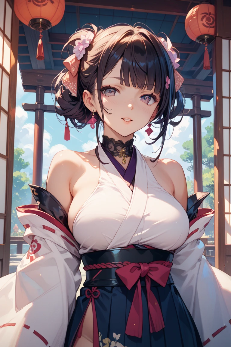 (8K、highest quality、highest quality、masterpiece、ultra high resolution、beautiful woman with perfect figure、emphasize cleavage、carefully crafted face、beautiful fingers、beautiful hands、skin texture),whole body、idol sculpture、((twin tails))、alone、beautiful double eyelids、blushing face、Japanese style kimono 、(woman)、cherry blossoms、Cherry-blossom viewing、