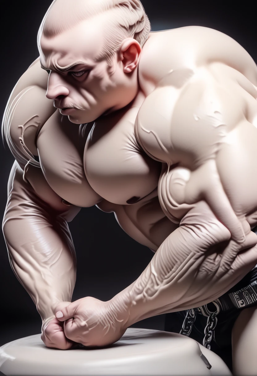 Young man in wheelchair Red hair Muscular 

