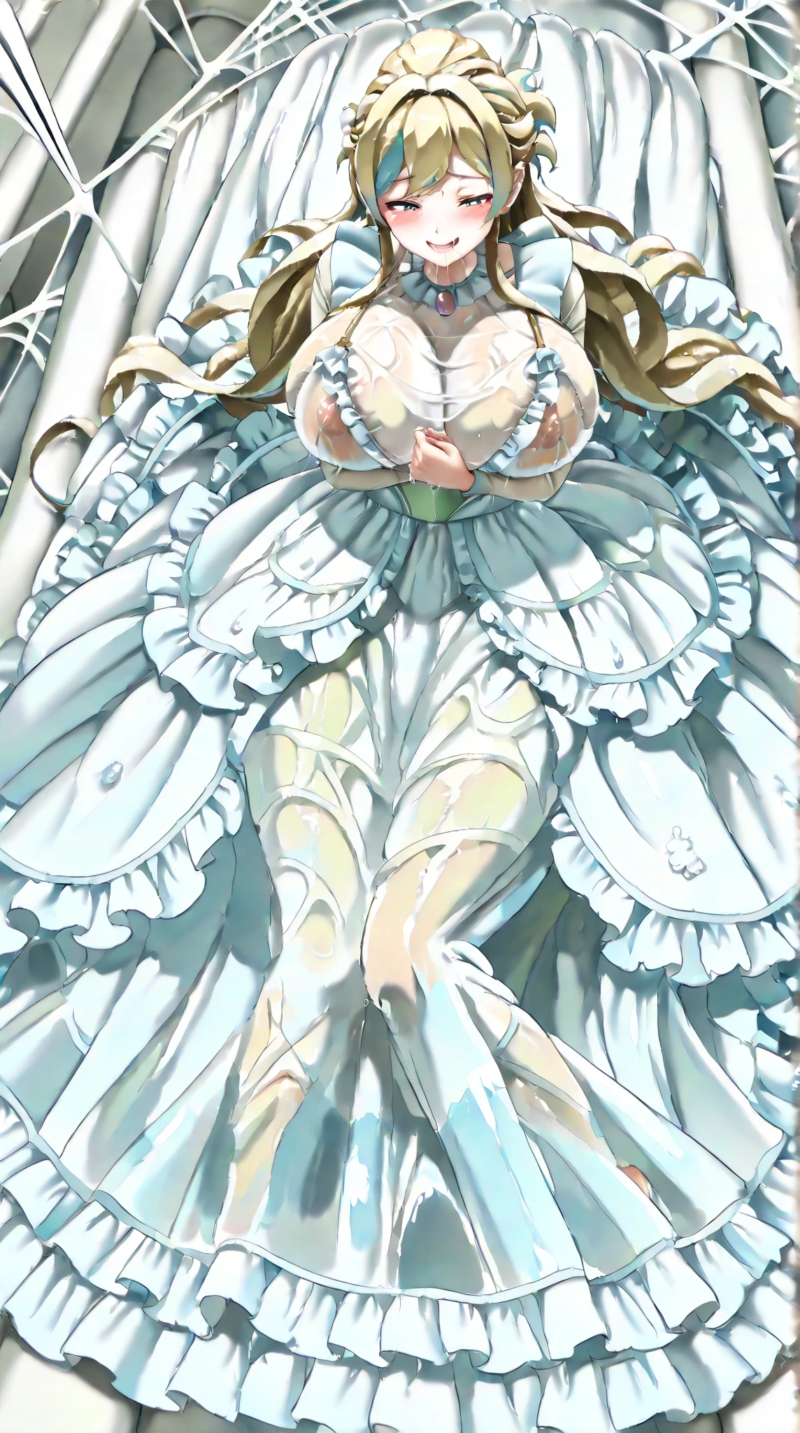 Emilia,Rezero, breasts, from a_Above, Armpits, girl,Woman,Female, short twintails, Silver hair, Beautiful face,dakimakura,
