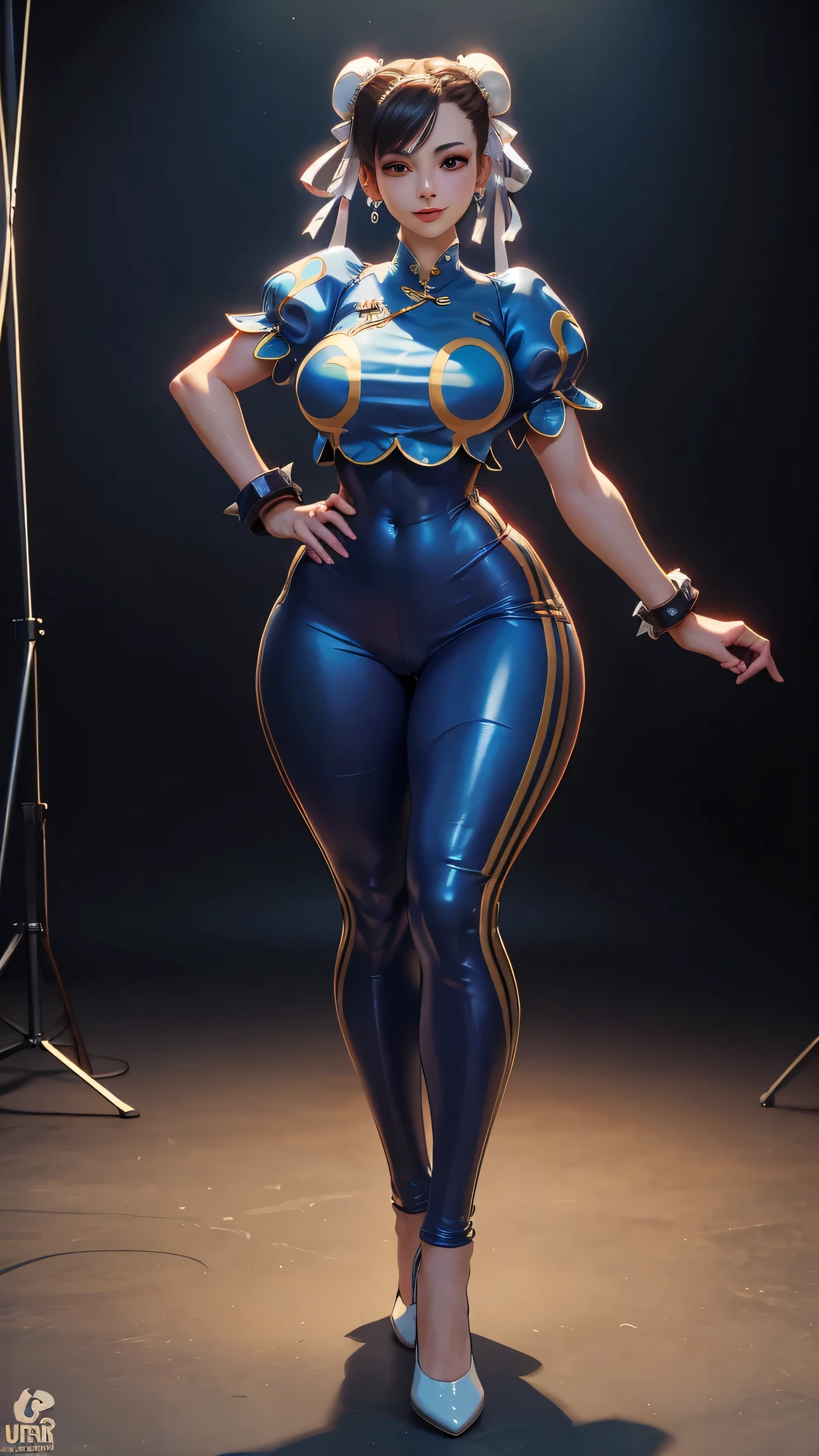 Leg spread、Squat、White background、hurricane blue、ninpuu sentai hurricanger、(Ultra-detailed illustration、Ultra-precision performance、masterpiece、highest quality、超High resolution、High resolution）、(Plump body、Big Breasts:1.3)、Thighs、Leg spread、Full body pink tights、Shiny clothes、boots、