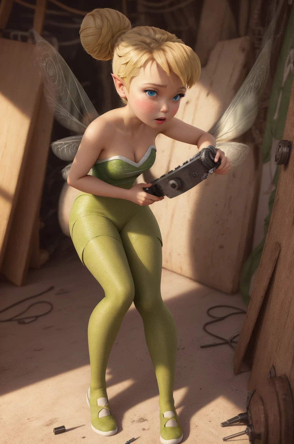 Badass Tinkerbell  with big belly and gun
