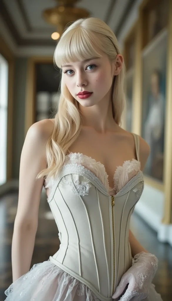 1 girl, skinny, stockings, undergarment, garter belt, gray hair, short hair, (RAW photo, best quality), (realistic, photorealistic:1.3), masterpiece, very delicate and beautiful, highly detailed, cg, unity, 2k wallpaper, amazing, fine details, light smile, highly detailed cg unity 8k wallpaper, huge file size, ultra detail, high resolution, absurdity, soft light, beautiful detailed girl, detailed fingers, highly detailed eyes and face, beautiful detailed nose, beautiful detailed eyes, black top hat, black clothes