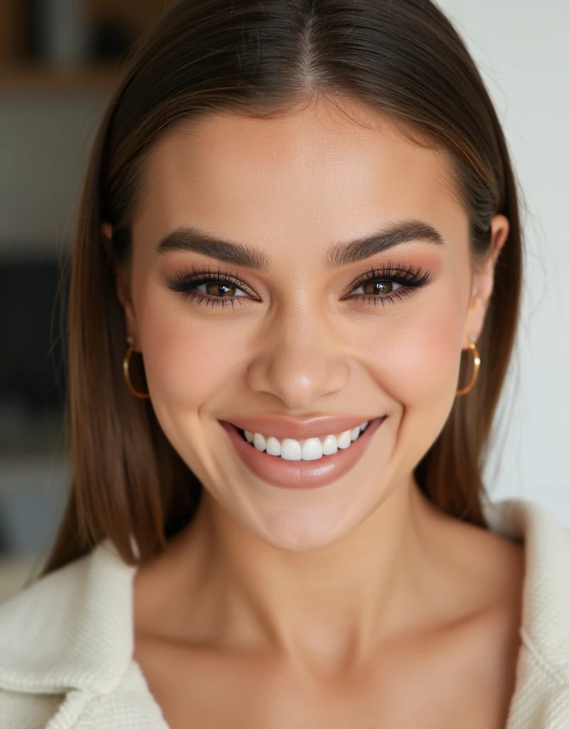 best quality, extra resolution, close up portrait of AIDA_MeikaWoo2023 as cute girl, pretty face, naughty, funny, happy, smiling, smiling with open mouth, perfect teeth, playful, intimate, flirting with camera, cinematic, studio photo, kkw-ph1, (dark theme:1.1) <lora:LowRA:0.2>, (black background:1.3)