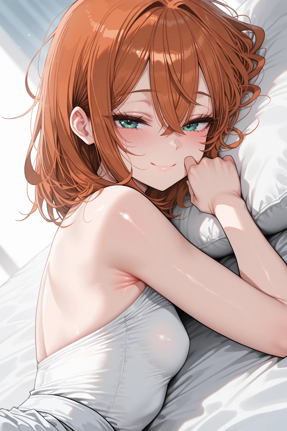 1girl,solo,makima \(chainsaw man\), chainsaw man,super detailed skin,shiny skin,seductive look ,eyelashes,lips gloss,red hair,sidelocks,a braid, large breasts,black and red bra,black panties,lying on bed,bedroom,masterpiece,best quality,ultra detailed,high resolution,sharp focus