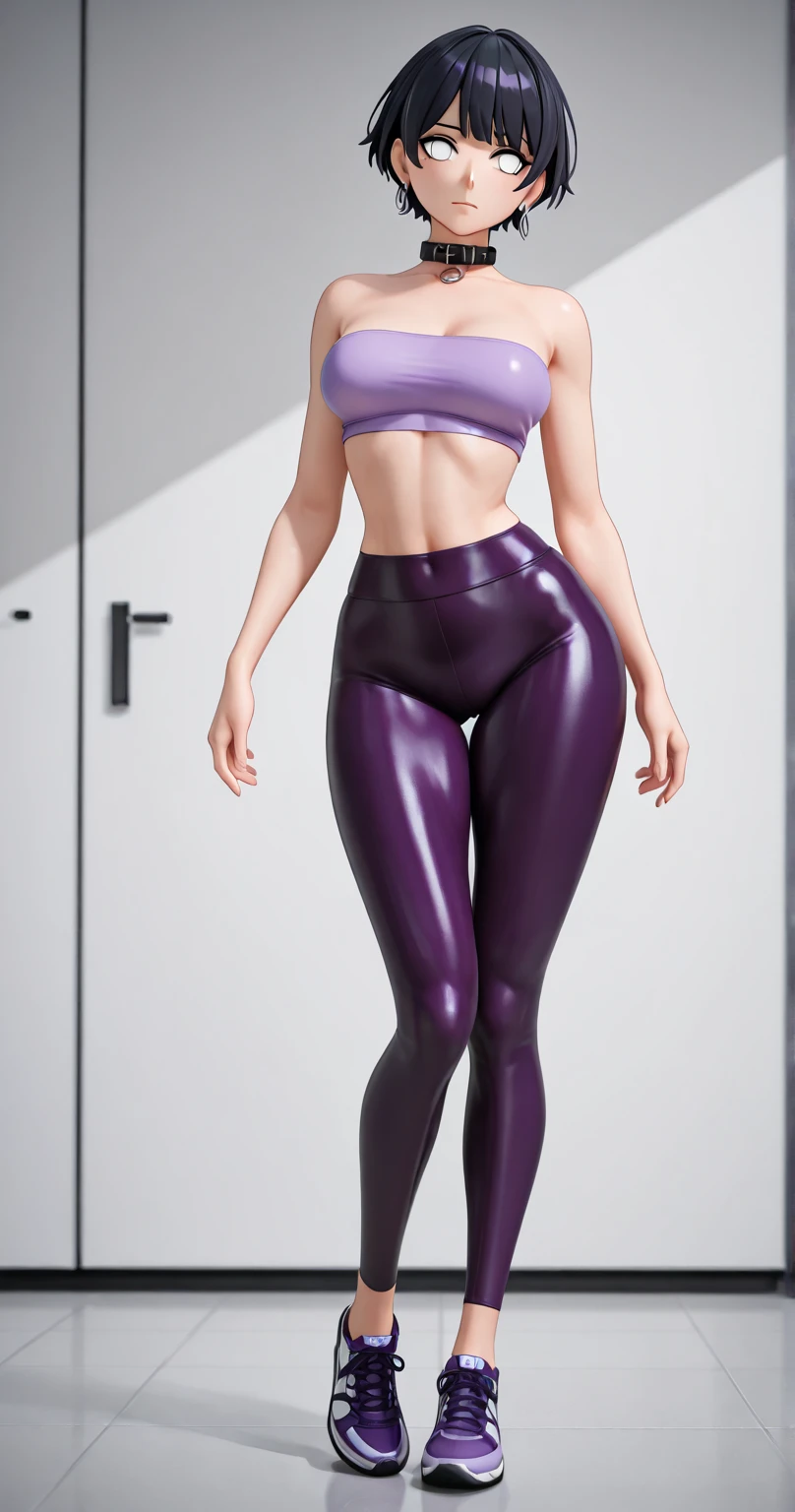 "An ultra-detailed 8K masterpiece、Highest quality and high saturation. This image contains、The illustration shows a stunning fat European girl in tight sheer leggings。, Includes tight open shirt, F Cup, White sneakers, Blue background."