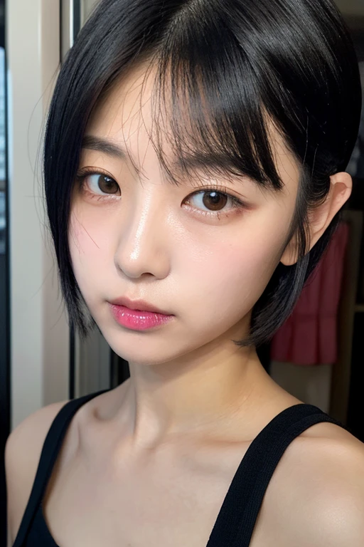 (8k, raw photo:1.2), (hyper realistic, photo realistic:1.2),(hika:1.4) ,(hyper supreme extreme quality beautiful women:1.2), (realistic:1.3), (korean:1.3), (Kpop idol:1.2), (1girl:1.4), (real skin:1.2), (black hair, short hair:1.4), blurry, blurry_background, film grain, intricate details, (sexy:1.3),arms_behind_back, looking_at_viewer,(Crowns:1.3), solo, <lora:Hikari.2:0.8>