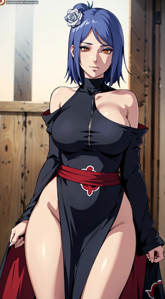 Ino yamanaka， komono， nevando， sitted，Purple clothes，Off-the-shoulder attire，cleavage，ssmile，Be red in the face，inside in room，Close-up close-up，with a good figure