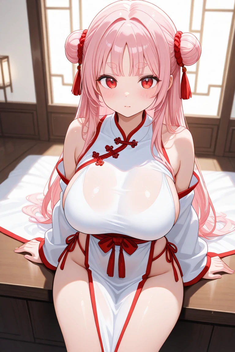 4K,High resolution, (Highly detailed CG,8K,wallpaper)、One Girl,(Clean detailed eyes),((Ming Chao)),(((Put out the nipple)))),((NSFW)),(Huge breasts),(Huge breasts),(Huge breasts),(Huge breasts),(((Huge breasts))),(Beautiful and shapely breasts),Light-colored hair、Cute hairstyle,hair ornaments、Flower Field