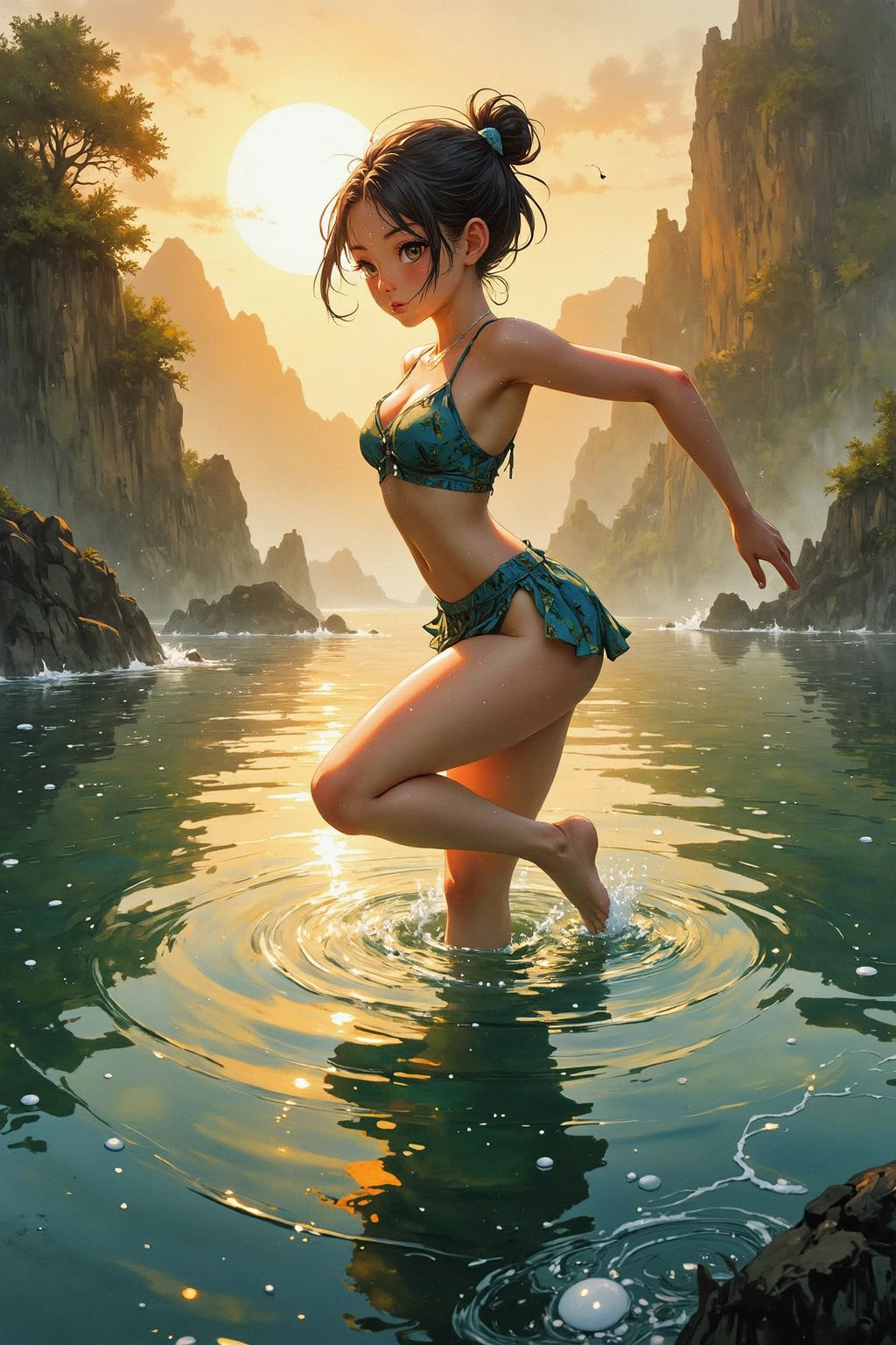 Beauty washing hair with hose, bikini, beach --auto --s2