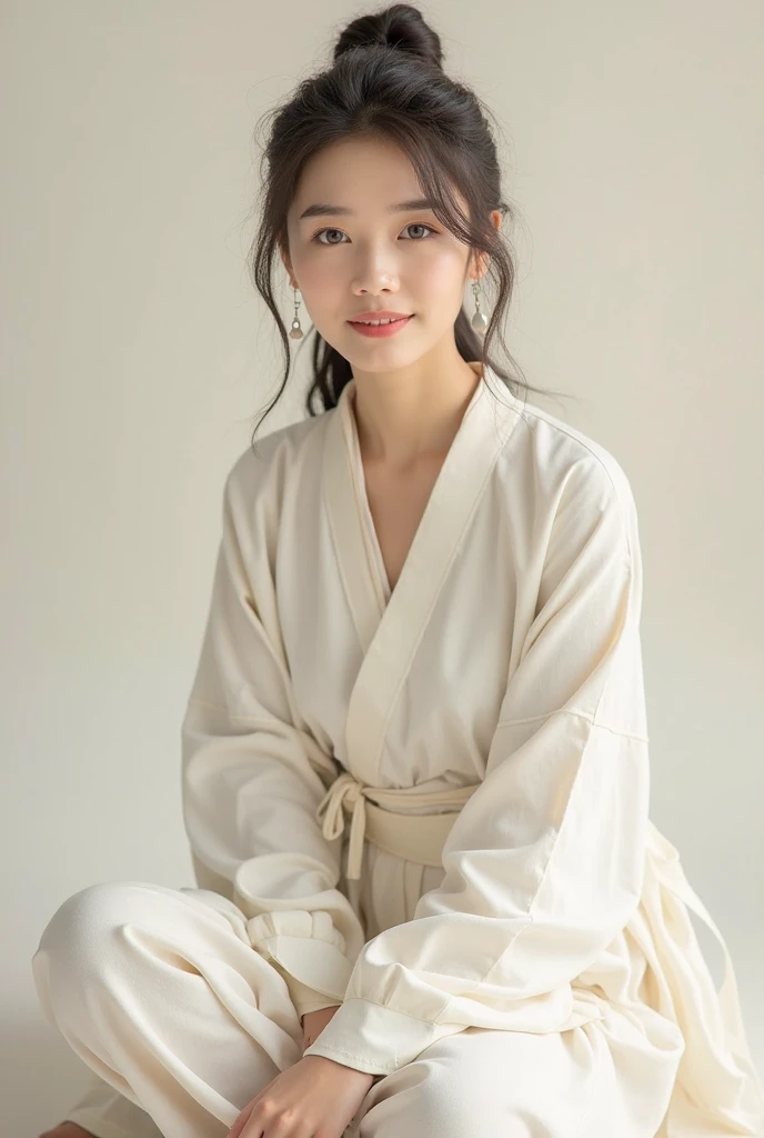 (8k, RAW photo, best quality, masterpiece:1.2), (realistic, photo-realistic:1.4), (extremely detailed 8k wallpaper), Japanese 20 age woman,She is wearing a housecoat,The background is a childhood friend's house,She is relaxing at home.She is wearing a skirt,Her face looks like she's smiling and having fun