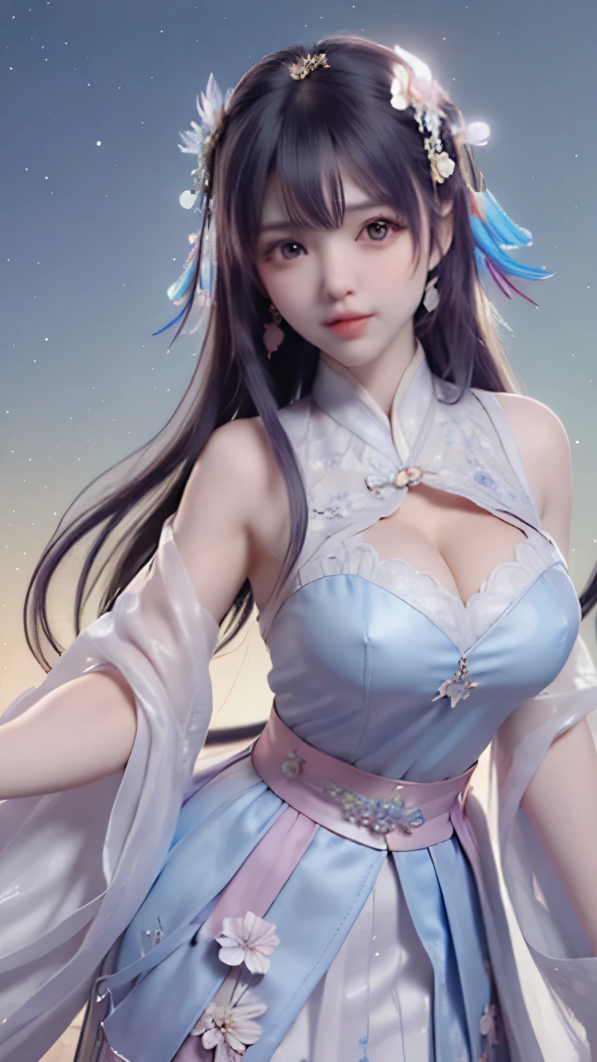 (Masterpiece, Top Quality, Best Quality, Ultimate Detail, Supreme Detail, Official Art, Beauty and Aesthetics: 1.2), Asian Girl, Cocked Asto, Waiting for Back, Bare Thighs, Bare Pubic Hair, Bared Vagina, Revealing Beautiful Pubic Hair, Color, Upper Body Shot, Beautiful Face, Solo, Perfect Figure, Flying in the Sky, Portrait of a Girl, Silver Gradient Hair, Brunette Hair, Fairy, Flowing Streamers, (Sexy, Show As, Show Tits: 10), Sun Rays, Clouds, Hanfu, Chinese Clothes, Water, Fireflies , night, starry sky, jewelry, feathers on dress, peacock feathers, light particles, volumetric illumination, ray tracing (flowing streamers: 1.1), (fantasy: 1.2), illuminator, stars, fantasy, high contrast, ink strokes, overexposure, purple and red tone impressions, abstract, (watercolor paintings by Berkey and Jerey Maiman)) brush strokes,