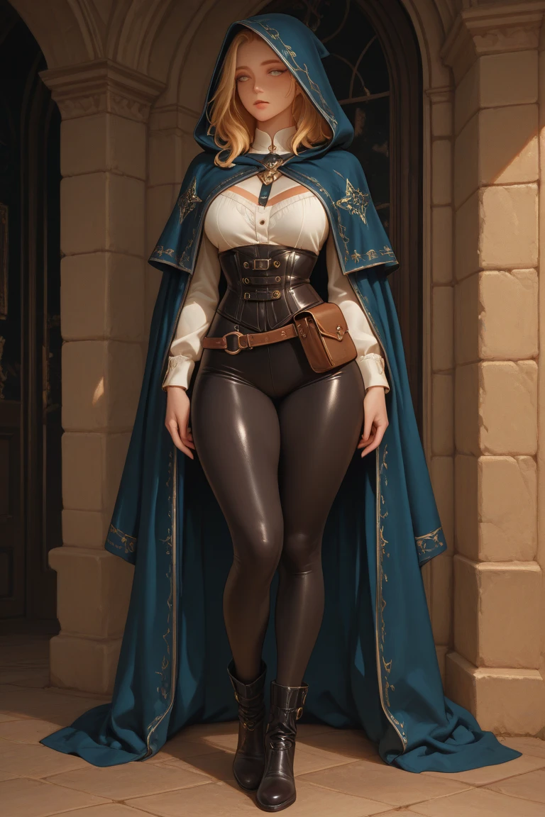 (((full body photo))) Photo of Anna of Arendelle wearing thight opaque pantyhose,  cameltoe