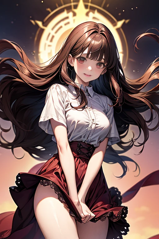 (top-quality、masterpiece), 1girl in, the pose, Particle, the wind, florals, The upper part of the body,