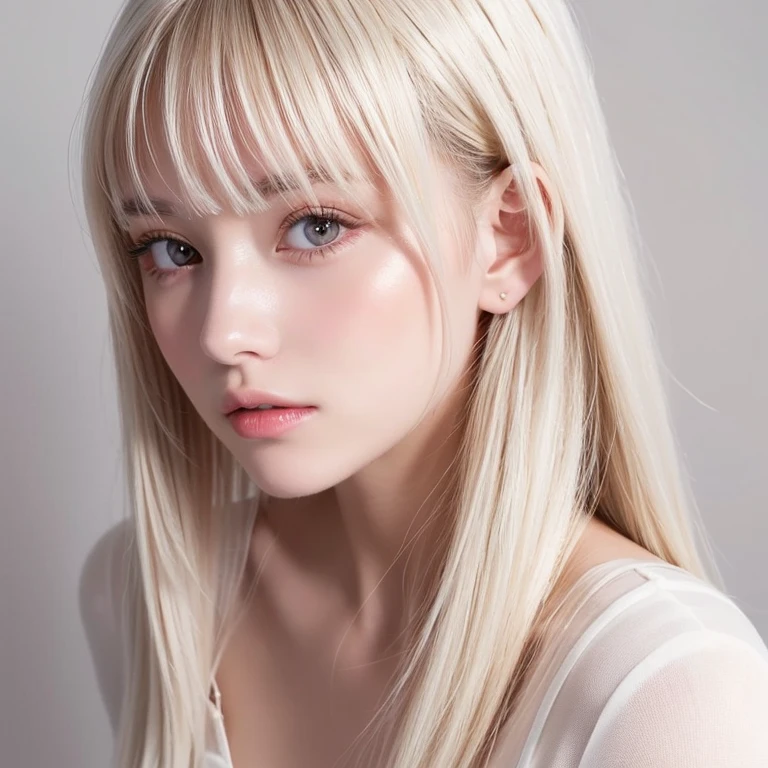 unparalleled beauty, Glossy firm and shiny skin, bangs between the eyes, Glossy Straight Beautiful Platinum Blonde, Super Long Straight Silky Hair, eyeliner, sexyで美しい無邪気な20歳, High Definition Big Big Beautiful Bright Blue Eyes, beautiful and nice girl, ((huge ))、((erotic、sexy、ultra high resolution、the lighting is bright、Precise hands without any discomfort))、