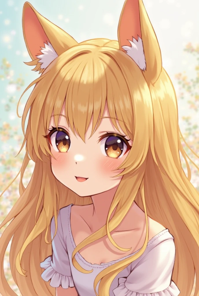 Create an anime drawing of a character with curly hair and bear ears.