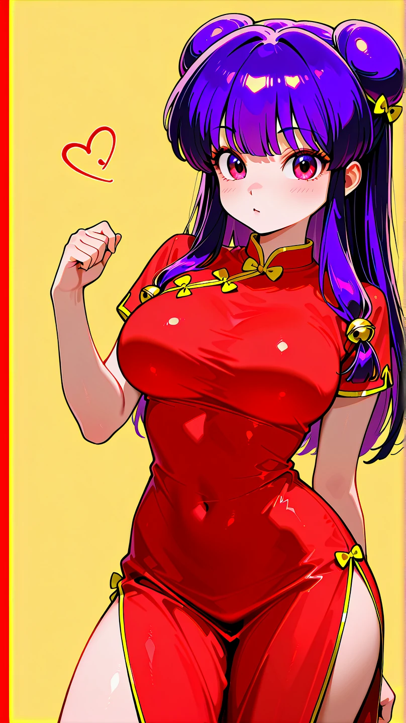 masterpiece, best quality, komi, looking at viewer, large breasts, upper body, portrait, seductive smile, put your hands behind your head, armpits, armpits visible, sweaty armpits, wearing red chinese dress, 