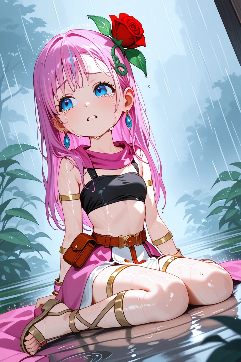 majo, (melhor qualidade, obra-prima, super detalhado: 1.5), perfect lighting, brilhante, Alugar, Natureza, Cobblestones, vapor, blue skies, Ao longe, corpo inteiro, foco no rosto, 1girl, Mitsuri (Demon Slayer), menina bonita, Sympathetic face ((Mitsuri (Demon Slayer))), a girl with long pink-green gradient hair and green eyes.