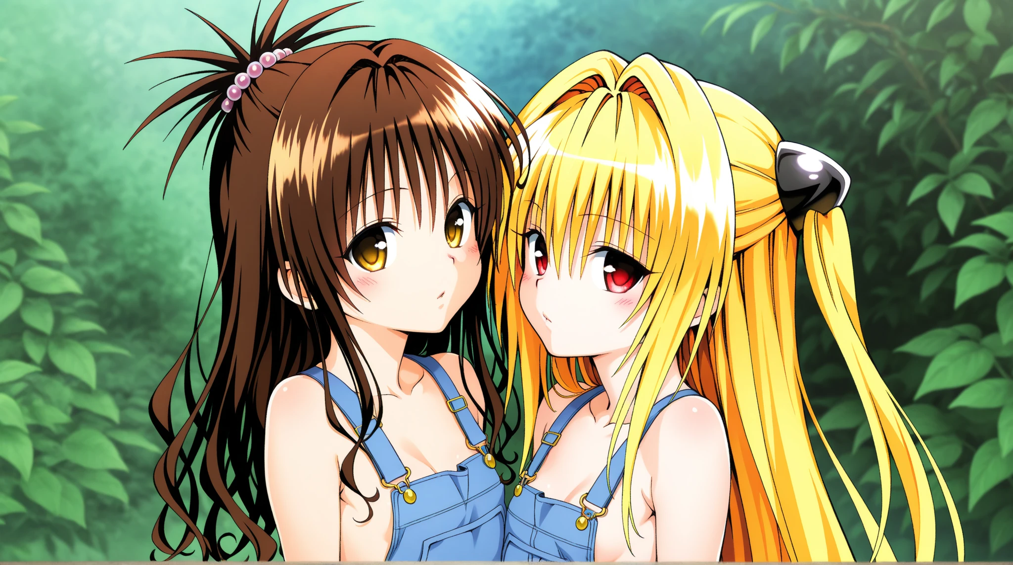 {{{{Manga style}}}}, {{{{{{Thick outline}}}}}}, {{{{{{Black outline}}}}}}, {{{{{Detailed Highlights} }}}}, {{{{{Anime color}}}}}, {{Body details}}, {{Face details}}, ((half-open clothes)), ((blonde)) , (( long hair)), ((glossy hair)), ((golden eyes)), ((whole body)), ((beautiful hands)), ((beautiful arms)), ((beautiful eyes) ), (( Beautiful face)), ((Glamourous body)), ((Curvy body)), ((Perfect body)), Parted lips, ((Gets closer to the viewer)), (( (Female focus))), (Dynamic pose) ((Famous Pixiv illustration)), (Oily skin), (Shiny skin), (((Determined face))), (Gasping voice), (Blush), Heavy breathing, {{{{1 and 4 thumbs}}} }, {{{{clothes half open}}}}, restraints, shackles, legs closed, smiling, sitting, lying down. ,Bedroom,chara_hanasakuiroha_matsumae ohana,1girl,solo,short cut,Brown hair,Brown eyes,twin white hair ornament,beautiful detailed cold face,yuuki mikan,brown eyes,brown hair,hair scrunchie, long hair,(hair scrunchie),