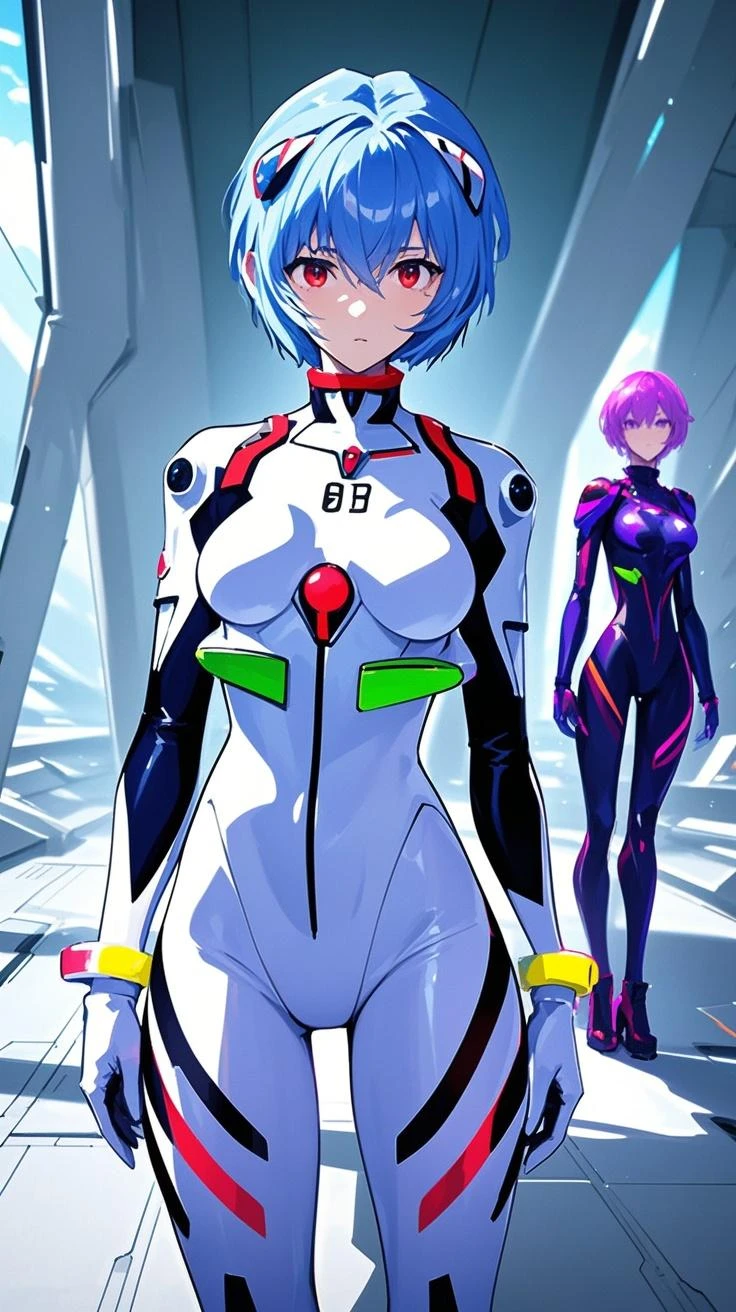 Rei Ayanami is a mysterious and enigmatic character from the anime Neon Genesis Evangelion.. His physical appearance and cold, distant demeanor contribute to his aura of mystery.. Here are the specific details:

Physical appearance: Rei is notable for her pale complexion and short blue hair., which gives it a distinctive look. His eyes are a deep blue color and his facial expression is usually serene and stoic.. He has a slim figure and elegant posture.

outfit: He usually wears the series&#39; standard high school uniform., consisting of a white long-sleeved shirt, a navy blue pleated skirt and a red ribbon around the neck. Out of , She is sometimes seen wearing a tight-fitting plug-suit pilot suit., which is characteristic in the world of Evangelion.

Personality: Rei is extremely reserved and shows little emotion in her interactions with the other characters.. Speak calmly and slowly, often responding briefly. His behavior suggests deep introspection and a peculiar connection to the events surrounding the Evangelions and NERV..

Role in the series: Rei arouses the curiosity and interest of the other main characters, especially the protagonist Shinji Ikari and the commander Gendo Ikari, due to his unique relationship with them and his crucial role in the events surrounding the Evangelions and the Angels.