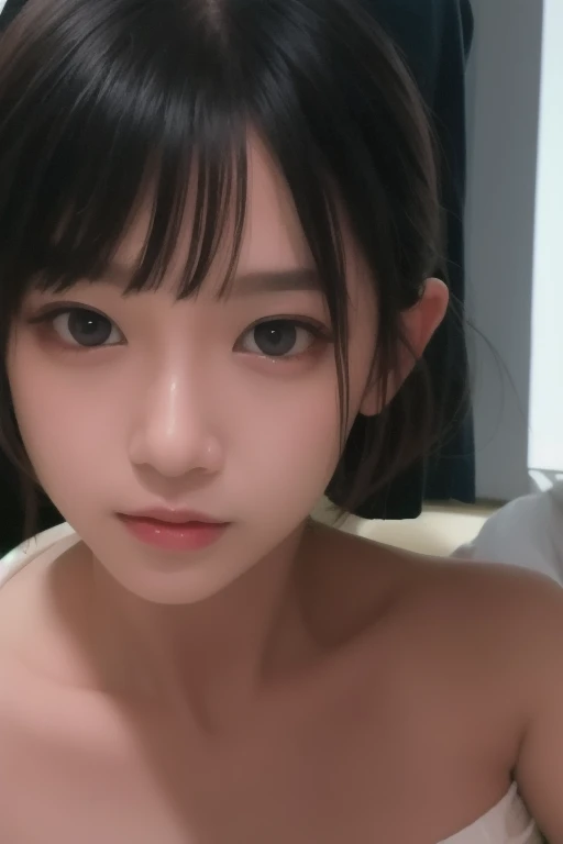 1girl、underwear only、naked、clavicle strengthening、purple backdrop、Cat ear、cat pose、short bob、I can see the collarbone、purple lipstick、cat pose、