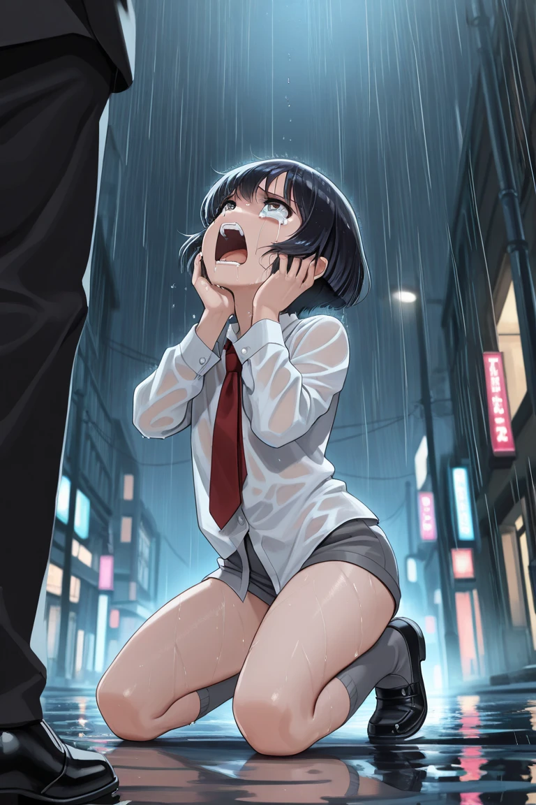 NSFW,masterpiece,Highest quality,High resolution,Super detailed,Yuuka \(Blue Archive\)、Purple Eyes、Purple Hair、Long Hair、Two Side Up、Halo、tie、(White shirt:1.2)、Long sleeve、Half Handbag、Pleated skirt、Black footwear,Embarrassed,Frustrated face,Lust,blush,Expecting face,Seduce,(To flatter),(Sex slave),(Middle-aged men),(Having rough sex),put in,Creampie,(rape),(aphrodisiac),(Squirting),(trembling),(Sex slave),Open your mouth,Sticking out tongue,Drooling,heart,Downtown at night,Alley,From the side