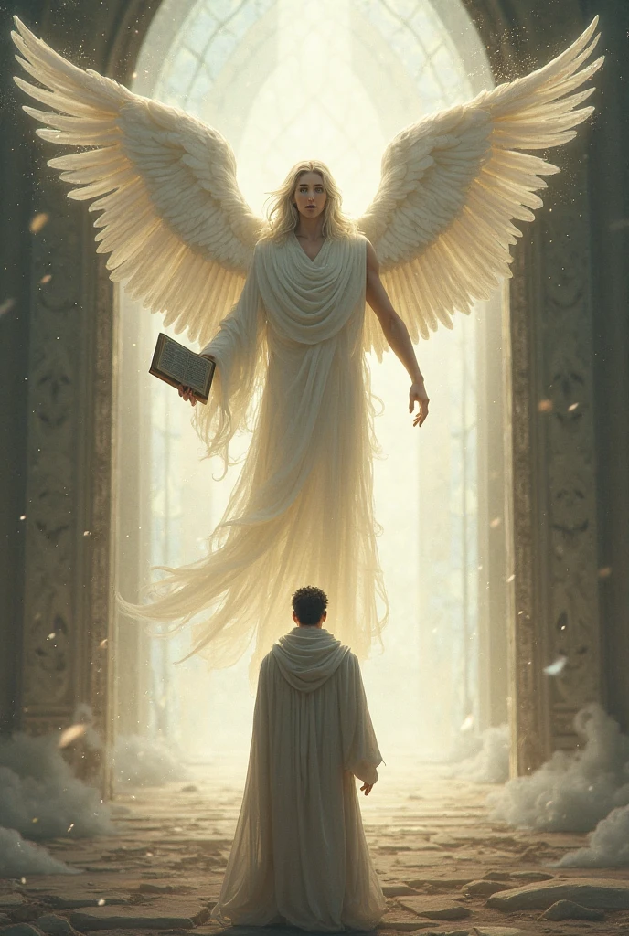 (photorealism:1.2), (4k) A giant angel watching a person praying
