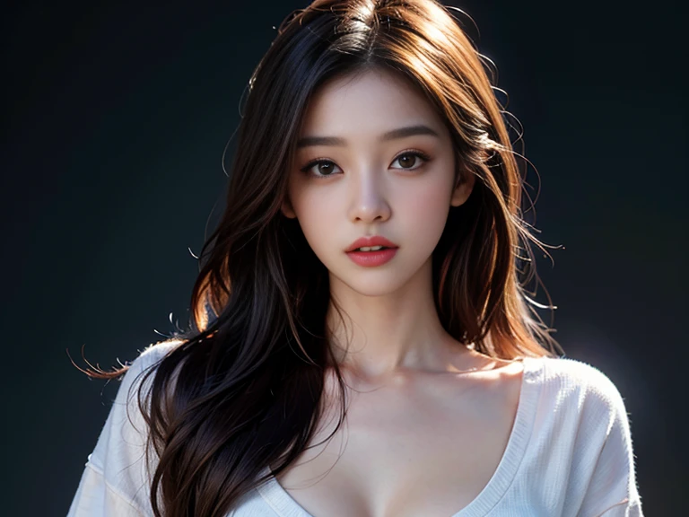 High-quality work,Realistic works,Super premium graphics,8K HD CG works,high quality graphics,High-definition and exquisite CG works,10x pixels,Ultra-fine details:1.1,Advanced technical details:1.1Realistic photo effects,Interior lighting effects:1.5,natural soft light:1.5. Light effect(Virtual light effects:1.8),ultra high resolution,shining dress,sliver long hair,silber hair,transparenthair,high detailed hair(Quality hair details:1.1)Clear eyes,Double eyelids look good,Sharp eye makeup, Create exquisite eyelash makeup, tthin eyebrows, Ultra-detailed eyes,a tall nose, lovely red lips, rosey cheeks, With delicate makeup on her face , pretty face, The face shape is perfectly proportioned,(Advanced facial details:1.1)Masterpiece, highest quality, realistic, very detailed. Subtleties High resolution 8k wallpaper beautiful woman. Wearing a dark blue see-through shirt. Great bar restaurant. At night. Light brown messy hair. The perfect dynamic composition of beautiful and beautiful eyes gradually in 25 year old woman has a long light brown hairstyle with slight bangs.,Dress up and have a unique style. ,Light brown eyes and beautiful They are cute and fun playmates.,Wear glasses with a beautiful and modern design.,Beautiful, healthy, white-pink skin.,small mouth. Women's artwork,Dress full body video,Realism,Amazing Cleavage,My eyes are very bright today
