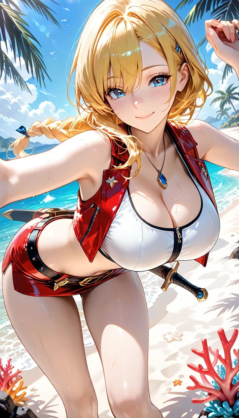 masterpiece, best quality, extremely detailed CG unity 8k wallpaper,((Upper Body)) ,((Upper Body head close-up shot of a beautiful little girl)), , Elegant Long straight blonde hair, (Mckenna Grace), ((gigantic breasts,thighs,)), (red:green) golden (Glittering tutu,long Bunny Ear Headgear, , Bow-tie, No panties, genitals visible), ((spread legs)),(), (Blush), wet skin, (seductive smile), (Underwater World), pretty face, key art, award winning, intricate detail realism hdr, by (ruan jia and artgerm and range murata), Photorealism, Hyperrealism, ultra realistic, dramatic light, intense shadows, gorgeous view, depth of field