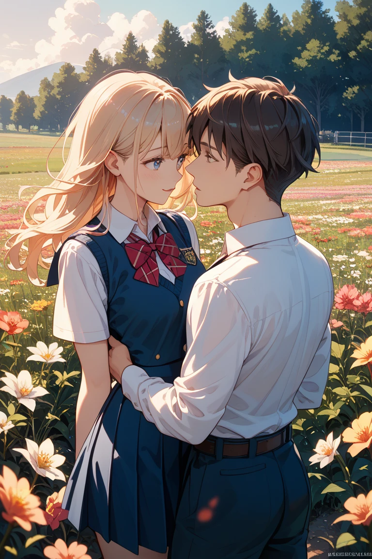 a novel cover, which depicts a boy wearing a school uniform and carrying a bag on his back. Then behind him there was a beautiful girl