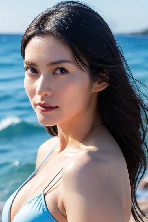 Fashion model 18 years old， [[[[close up]]]], [[[[rapeseed]]]], [[[[bshoulder]]]], perfect  eyes, Perfect iris，perfect lips，perfect teeth，Perfect Skin，with fair skin，HighDynamicRange，Movie Girl，(((plum)))，(delicated face)，(High definition facial set)))，(((Obscenity exposed)))，(((A white bikini)))，(((The large胸)))，(((The large)))，(((Beach in the background)))，((legs separated))，((beach chair))，(Coconut trees and palm trees)，((A smile of excitement and satisfaction on his face))，((Sexy and charming expression))，((looking at viewert))，4K Ultra HD, 超高分辨率, (realistically: 1.4), Best quality，tmasterpiece，（pastel colour：1.2)