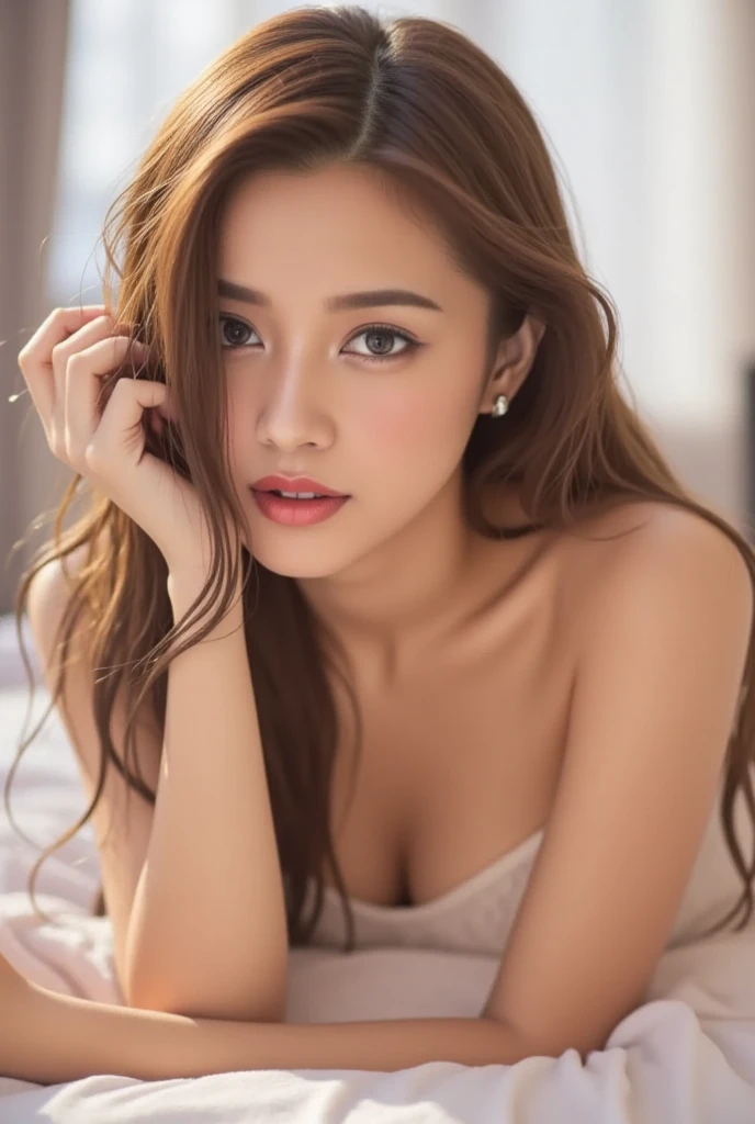 Fashion model, 25 years old [[[[close]]], [[[[chest]]]], [[[[head]]], [shoulder]]]]], Perfect Eyes, Perfect Iris, Perfect Lips, Perfect Teeth, Perfect Skin, Soft Front Light, Shine, High resolution, (Soft colors: 1.2),((nude))、(巨大なchest:1.8),tall