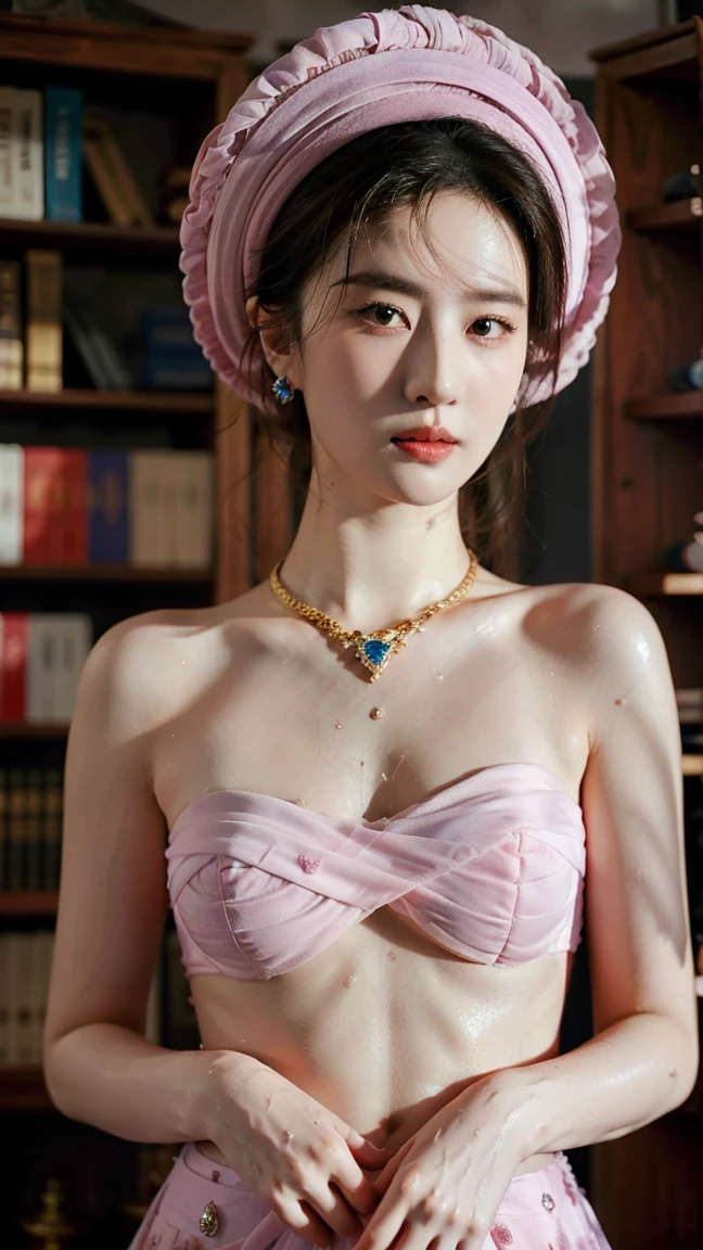 ((Top Quality, 8k, Masterpiece: 1.3)), solo, 1 girl, sexy, Beautiful girl with accentuated slender abs: 2.0, (Random hairstyle, flat breasts: 1.2), Ultra detailed face, detailed eyes, double eyelids, (body builder:0.8),(beautiful small hard nipple:1.4),(white microbikini without bra-pad),(spread legs:1.2),on the gold bed,(shiny skin:1.2),(muscle arm:1.3),(muscle leg:1.3),(lie down:0.8),(blonde hair:1.0),necklace,(earrings:1.3),(short twin braids hair:1.3),(gorgeous jewelry:1.5)