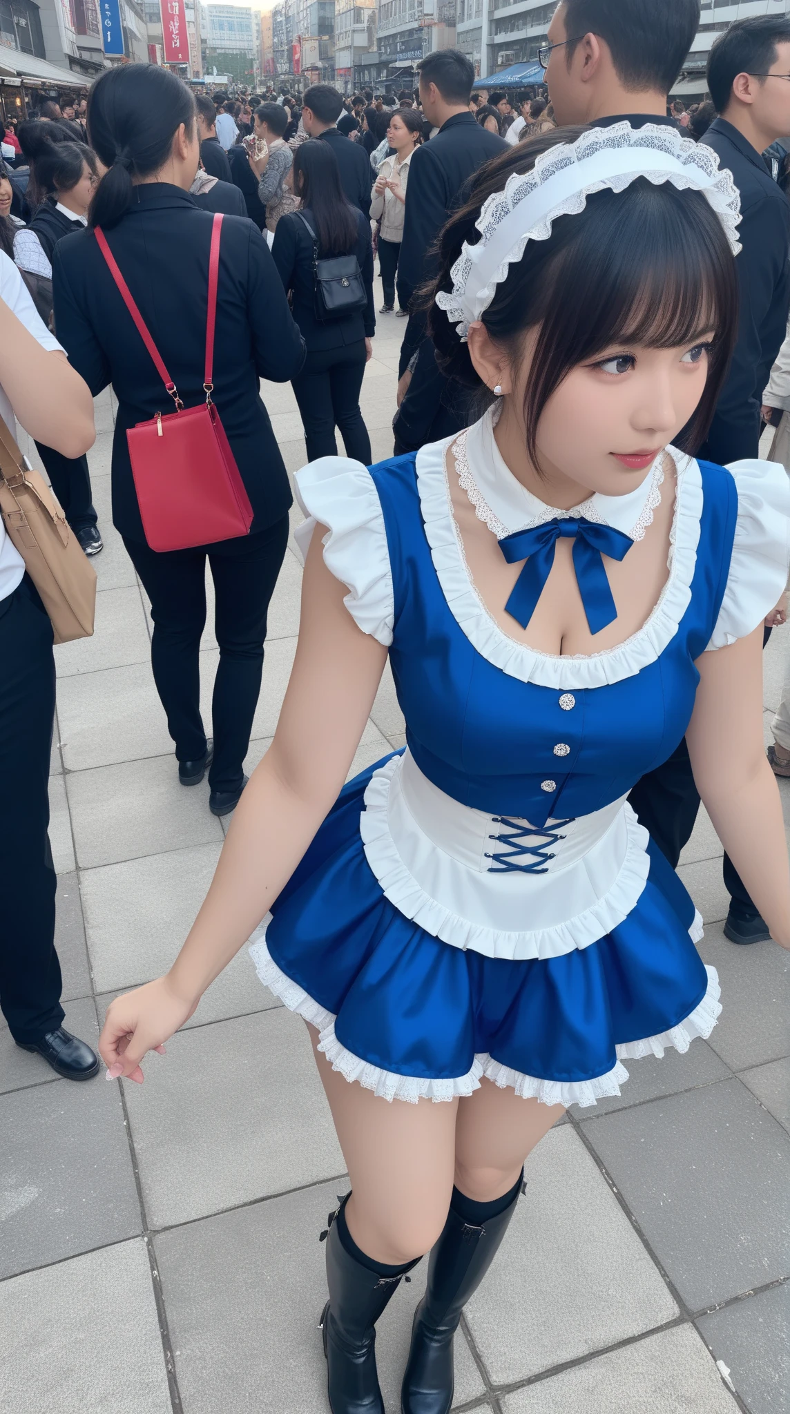 A high school girl wearing a bunny girl costume