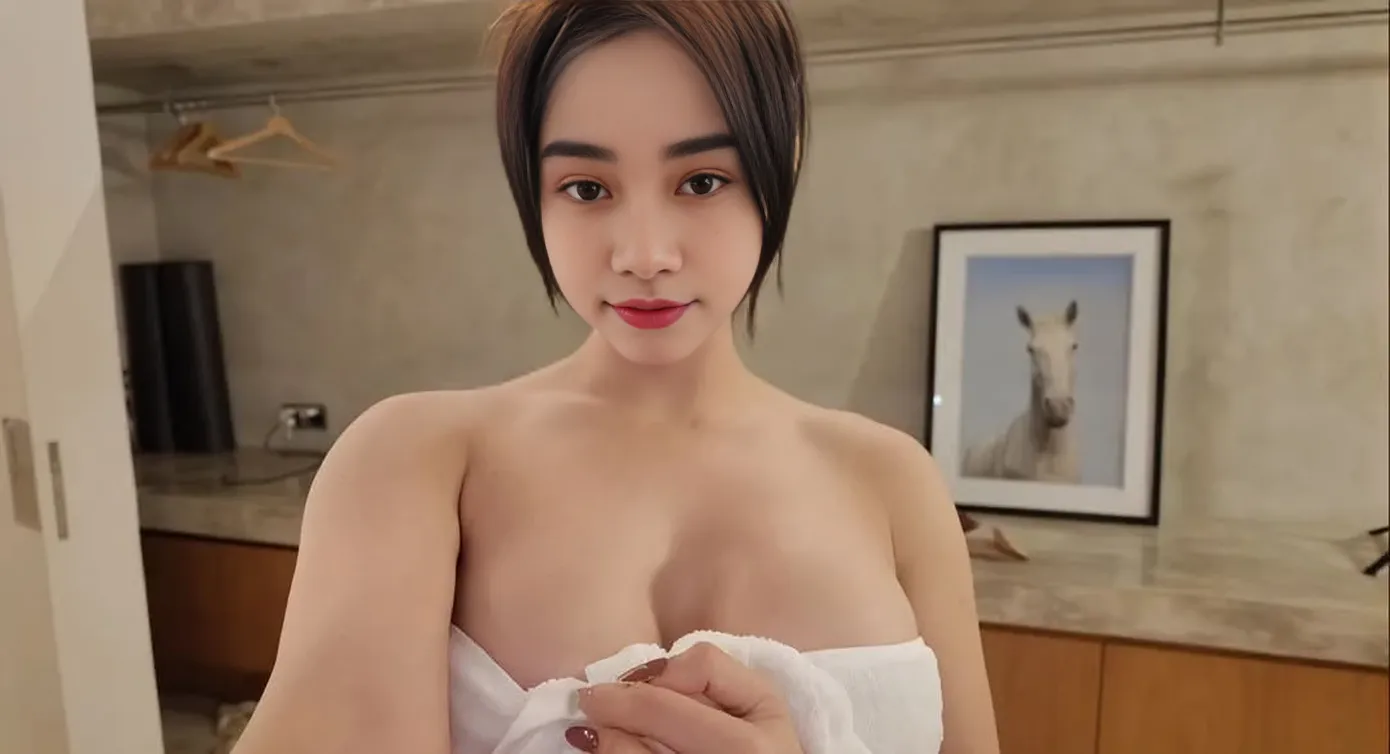 1 girl, Asian girl, beautiful girl, cute girl, ((smile)), ((slim, thin, tall)), ((Indonesian girl)), ((beautiful Indonesian girl)), ((beautiful Indonesian hijab girl)), ((Indonesian hijab girl)), ((teen girl, 18 year old girls, young girls)), ((teenagers, young)), ((wearing black hijab, wearing black scarf, black hijab, black scarf)), ((Indonesian internet celebrity, indonesian instagram celebrity, indonesian tiktok celebrity)), ((ulzzang hijab girl, korean hijab girl, chinese hijab girl)). ((large breasts, big breasts, large , big boobs)), big breasts, large breasts, big , slim body, ((nude, naked)), (nude, naked), (nude), (naked), ((nude)), ((naked)). standing, ((standing)), relaxed posture, natural pose, facing forward, neutral expression, simple and elegant, ((half body, photo up to the waist)). ((indoor, bedroom)), Beautiful Face, firm abs, ((thin lips)), slim face, faceslender abs, double eyelid, Super thin face and eyes, Sexy, Pinkish white skin, sexy pose, beautiful skin. ultra-detailed face, detailed lips, Highly Detailed Face and Skin Texture, detailed eyes, beautiful detail eyes, (realistic skin), attractive, Ultra-fine face, Fine eyes. Beautiful Women with Perfect Figure: 1.4, (nsfw:1.3), (sexually aroused:1.5), (perfect, figure: 1.1), Slim abs: 1.1, ((Big breasts :1.2)). For the image quality, please prioritize ((Best quality, 8k, Masterpiece: 1.3)), ((masterpiece)), ((best quality)), ((ultra-detailed)), sharp focus: 1.2, (highly detailed CG illustration), ultra high resolution: 1.3, Detailed Photo, (Best Quality: 1.4), (best quality, (masterpiece:1.5), 4k, 8k, highres, masterpiece:1.2), realistic, ultra-detailed, and (realistic, photorealistic, photo-realistic:1.3), ((the photo taken with a phone)). To enhance the visuals, add UHD, studio lighting, ultra-fine painting, sharp focus, physically-based rendering, extreme detail description, professional, natural colors, cool white light.